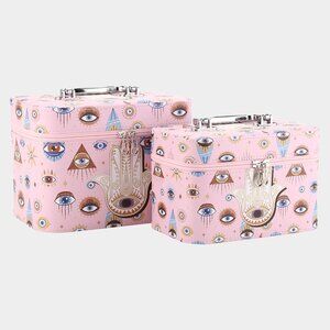 2PCS - Evil Eye Hamsa Hand Printed Makeup Box Bags 2PCS